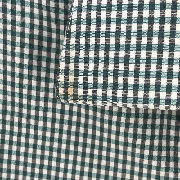 Van Heusen Shirt Mens Size 15.5 32/33 Green Gray White Checkered Button Up STAIN - Picture 2 of 7